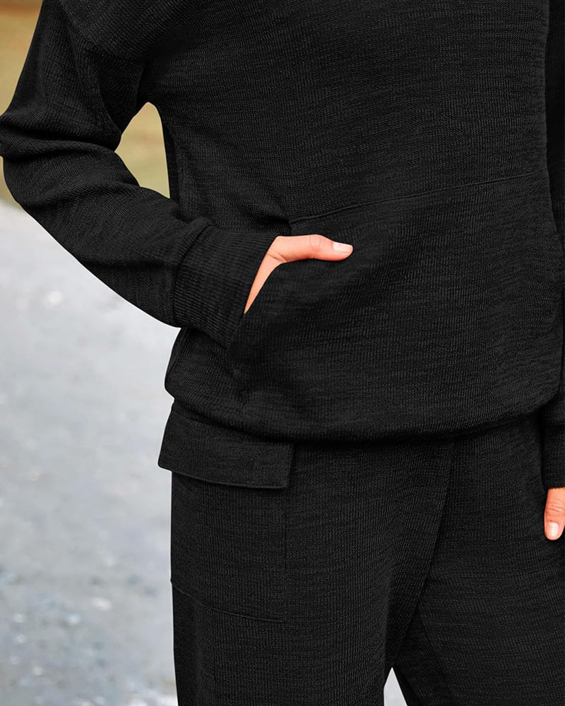 2-Piece Knit Hoodie & Wide Leg Pants Outfit - Image 11
