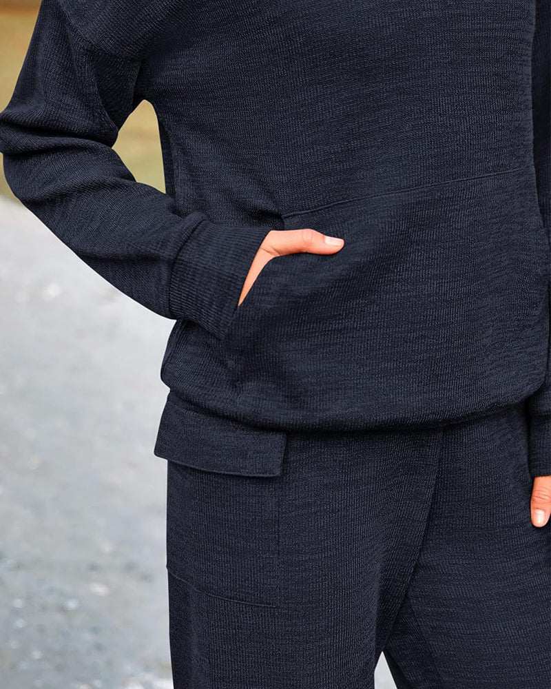 2-Piece Knit Hoodie & Wide Leg Pants Outfit - Image 17