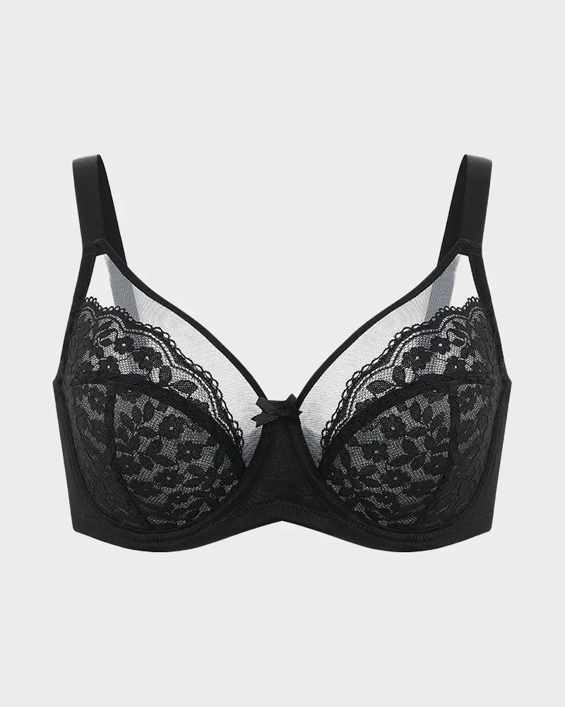 Breathable Lace Underwire Full Coverage Bra - Image 17