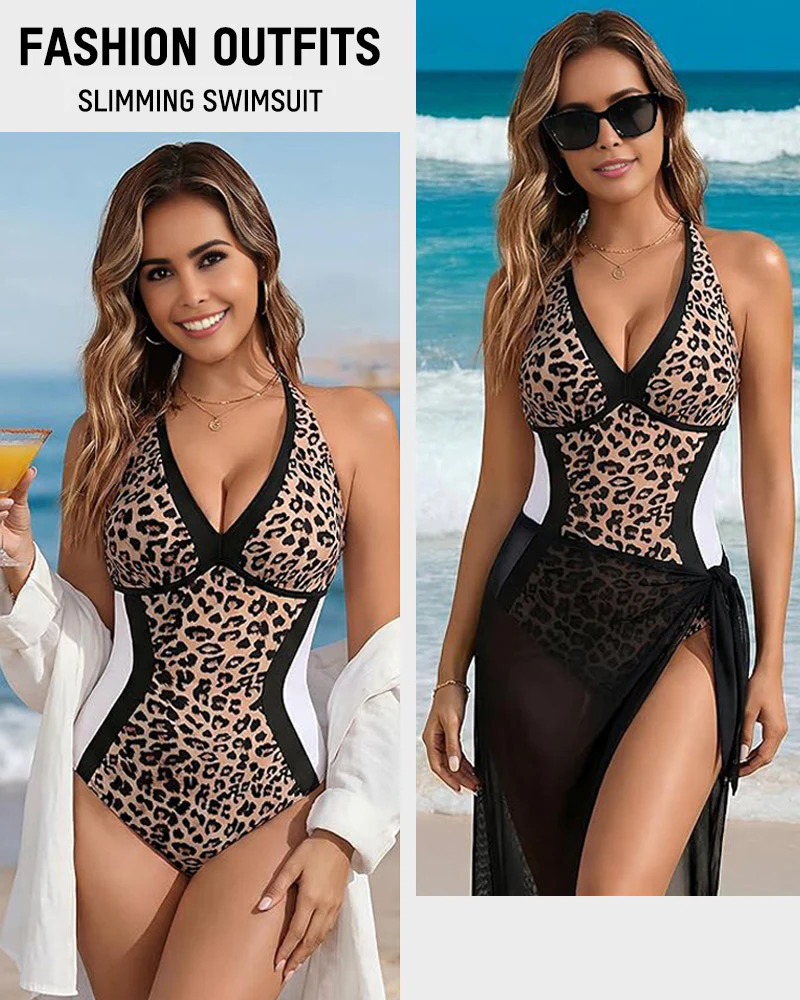 Color Block Tummy Control One-Piece Swimsuit - Image 8