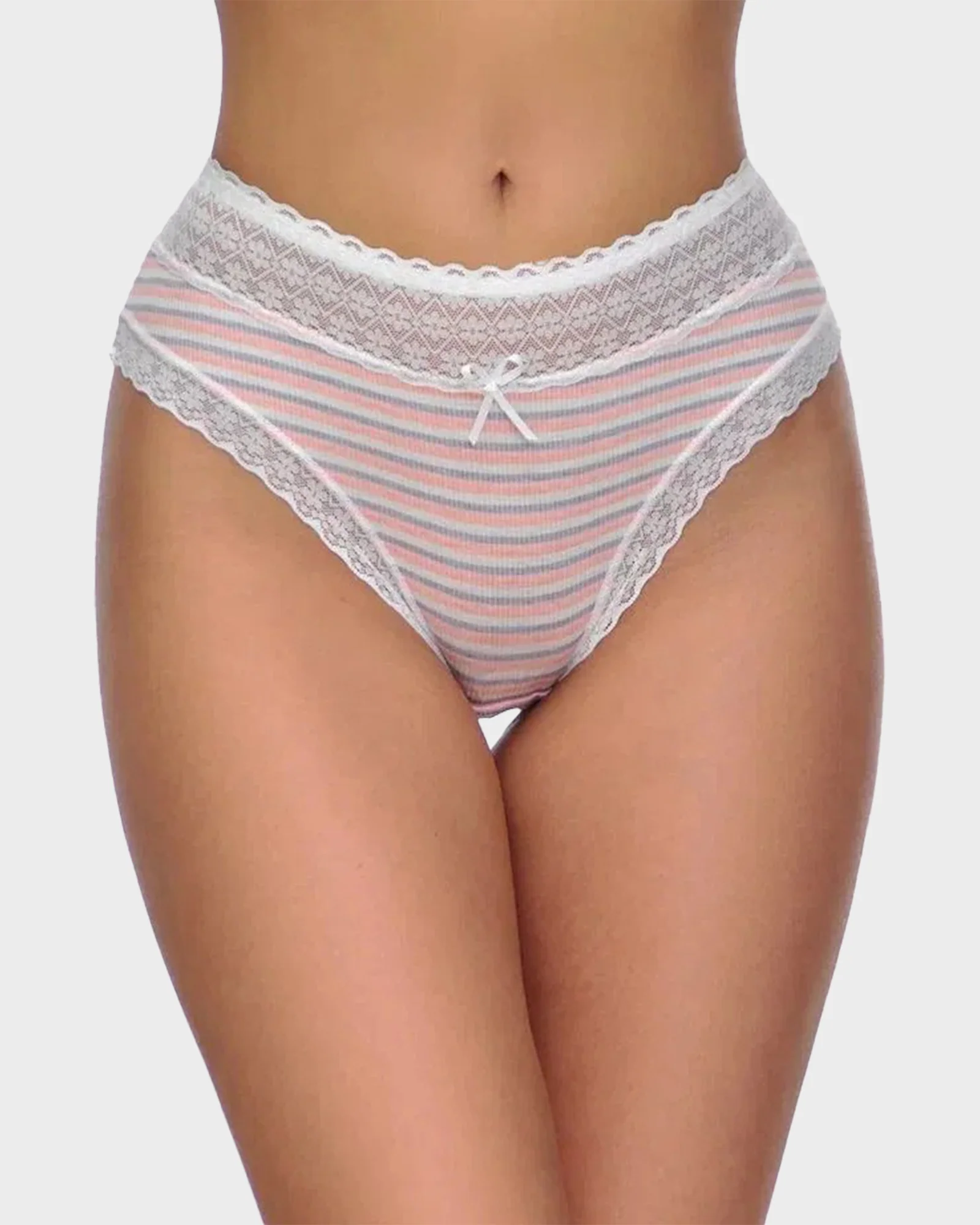 Cotton Seamless Printed Lace Stripe Briefs (5 Pack) - Image 11
