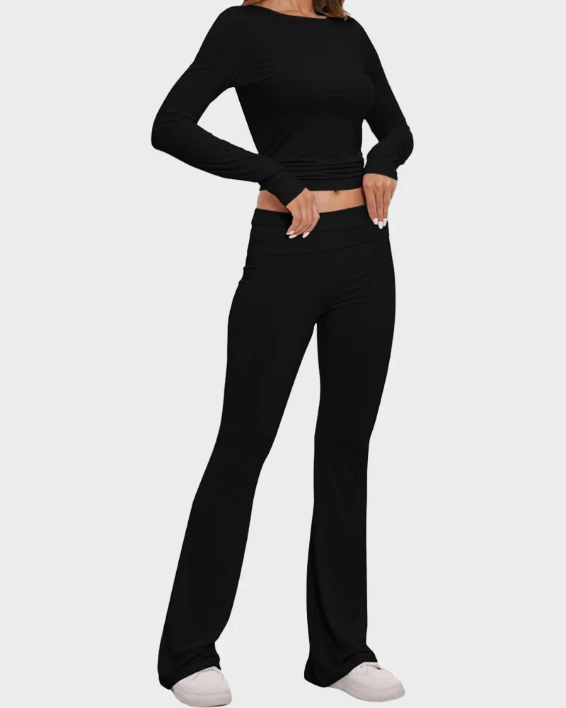 Women's 2-Piece Lounge Set: Tops & Flare Pants - Image 26