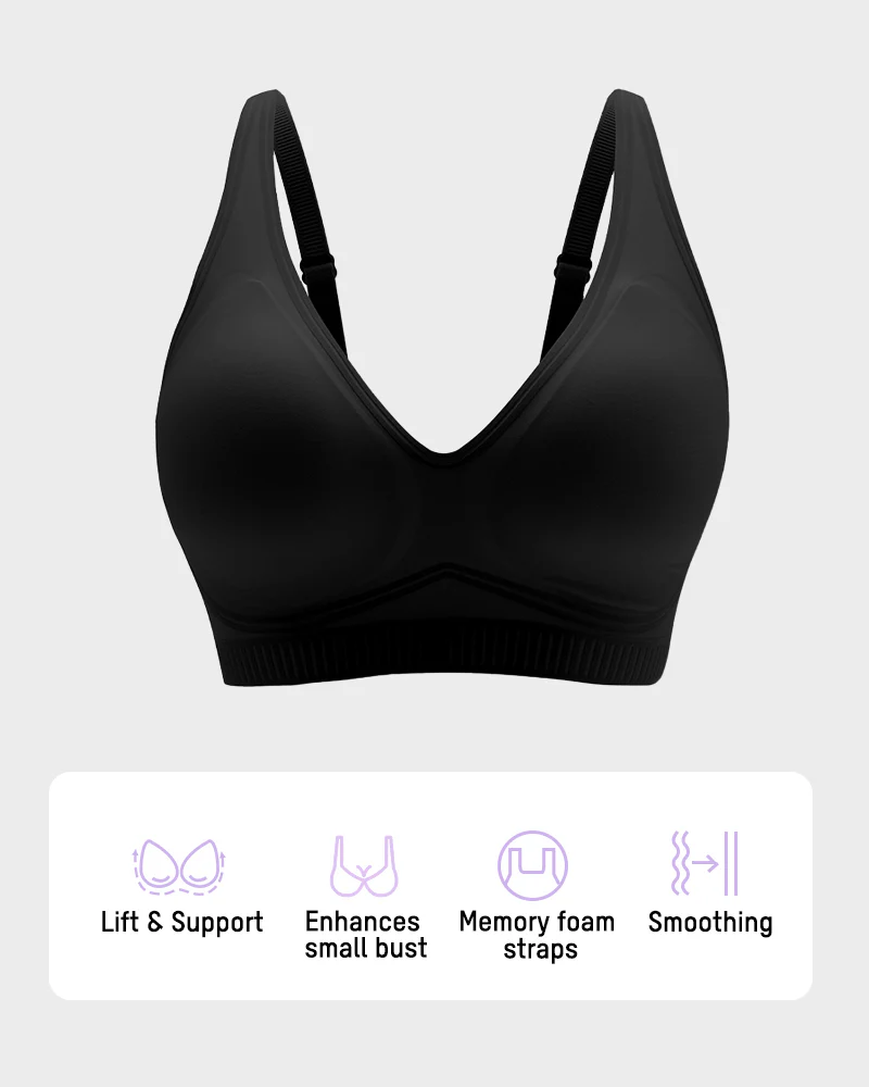 Deep-V Velvet Trim Wireless Push-Up Bra - Image 4