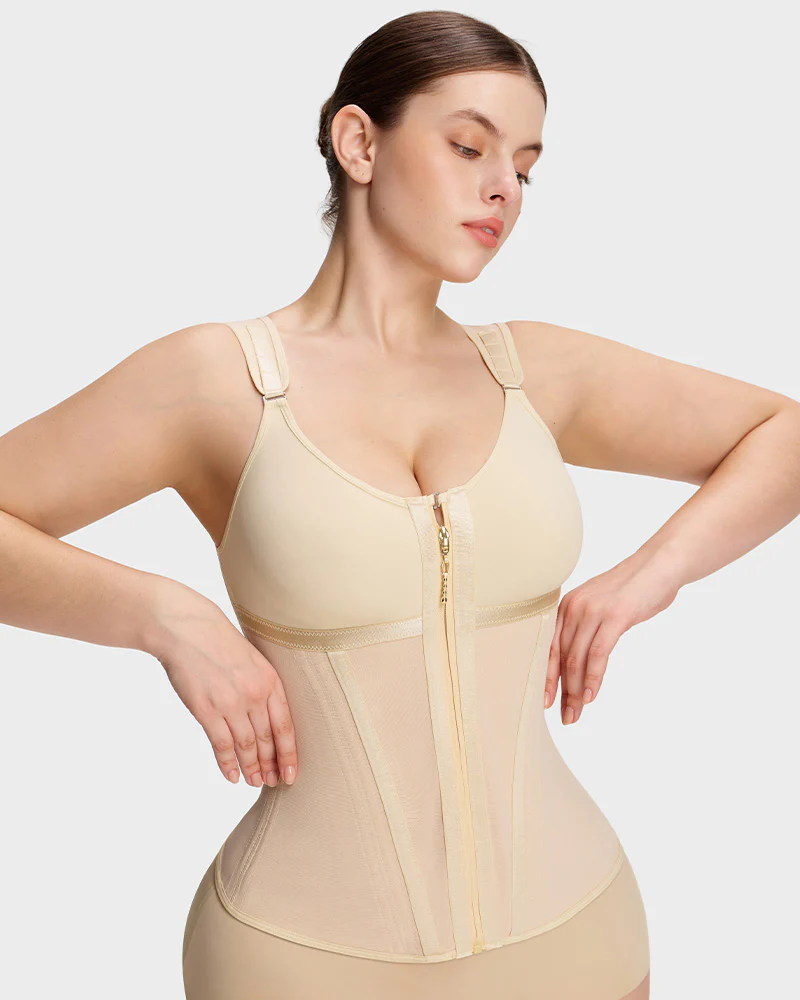 Double-Layer Tummy Control Waist Shaper Girdle With Bra - Image 3