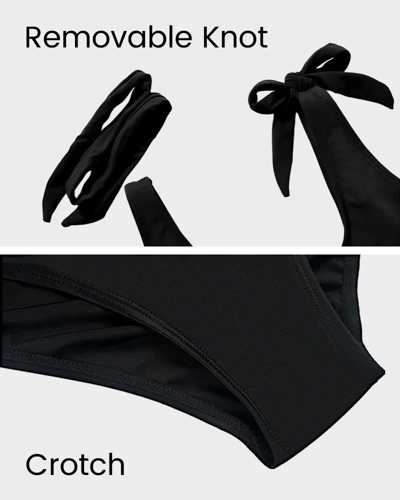 Double Tie Shoulder High Waist Tummy Control Bikini Set - Image 9