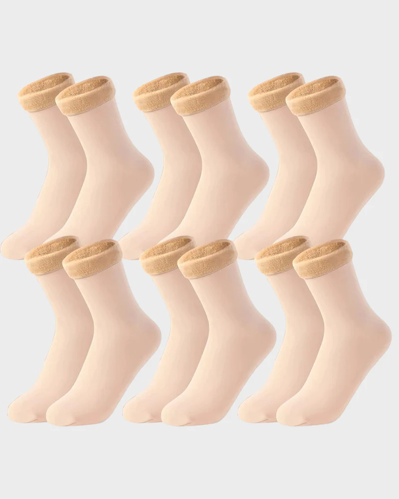 Fleece-Lined Thickened Winter Snow Socks (6 Pairs) - Image 6