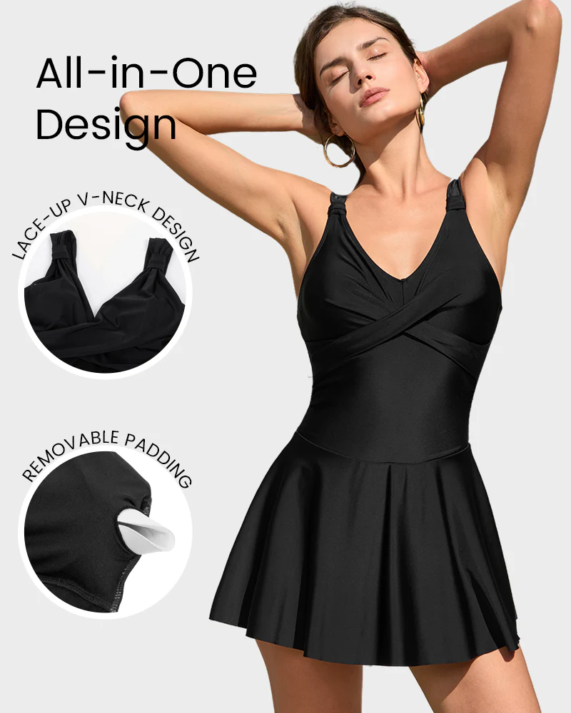 Floral Print One-Piece Swim Dress - Image 12