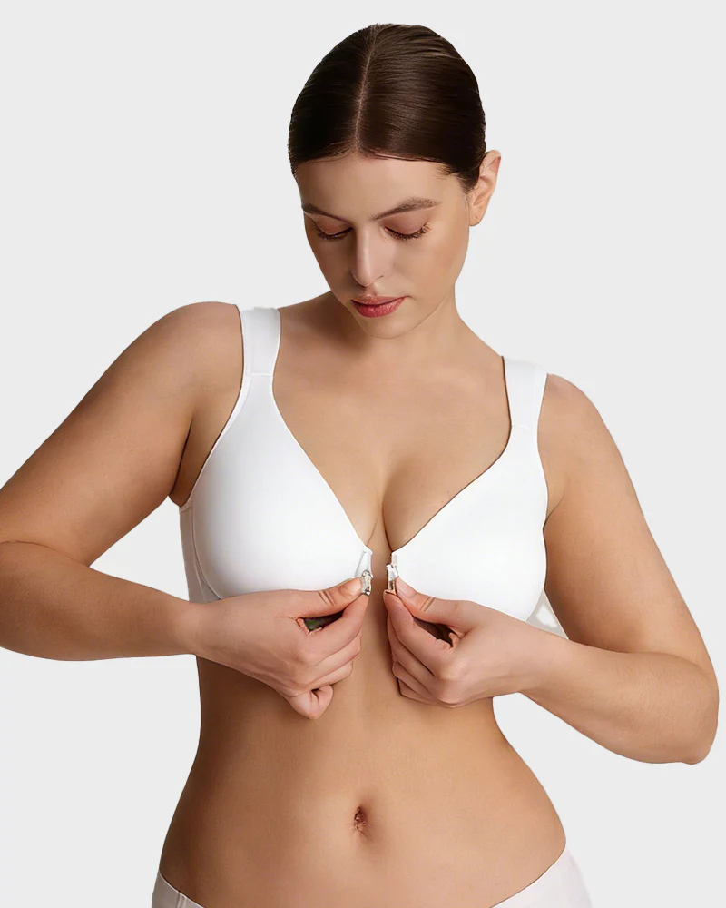 Front Closure Underwire Unlined Back Support Plunge Bra - Image 10