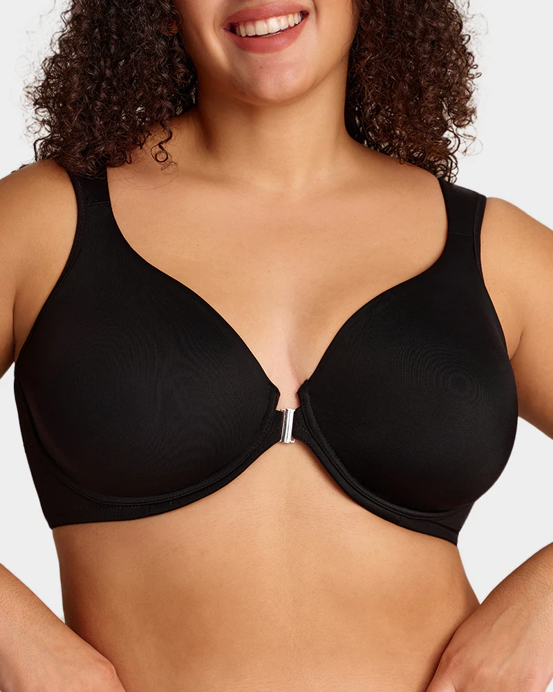 Front Closure Underwire Unlined Back Support Plunge Bra - Image 16