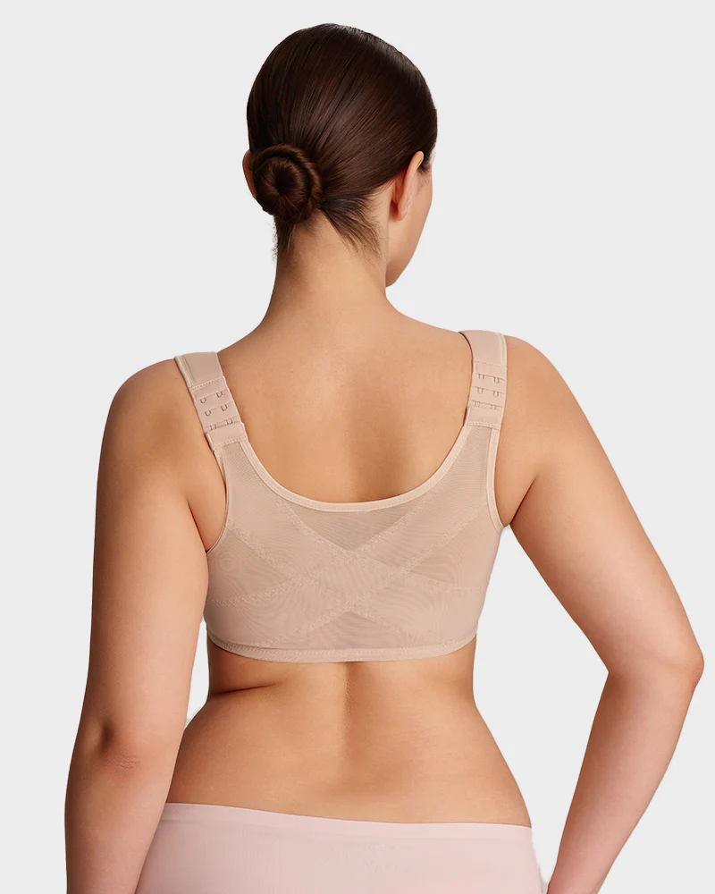 Front Closure Underwire Unlined Back Support Plunge Bra - Image 6