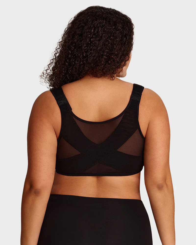 Front Closure Underwire Unlined Back Support Plunge Bra - Image 9