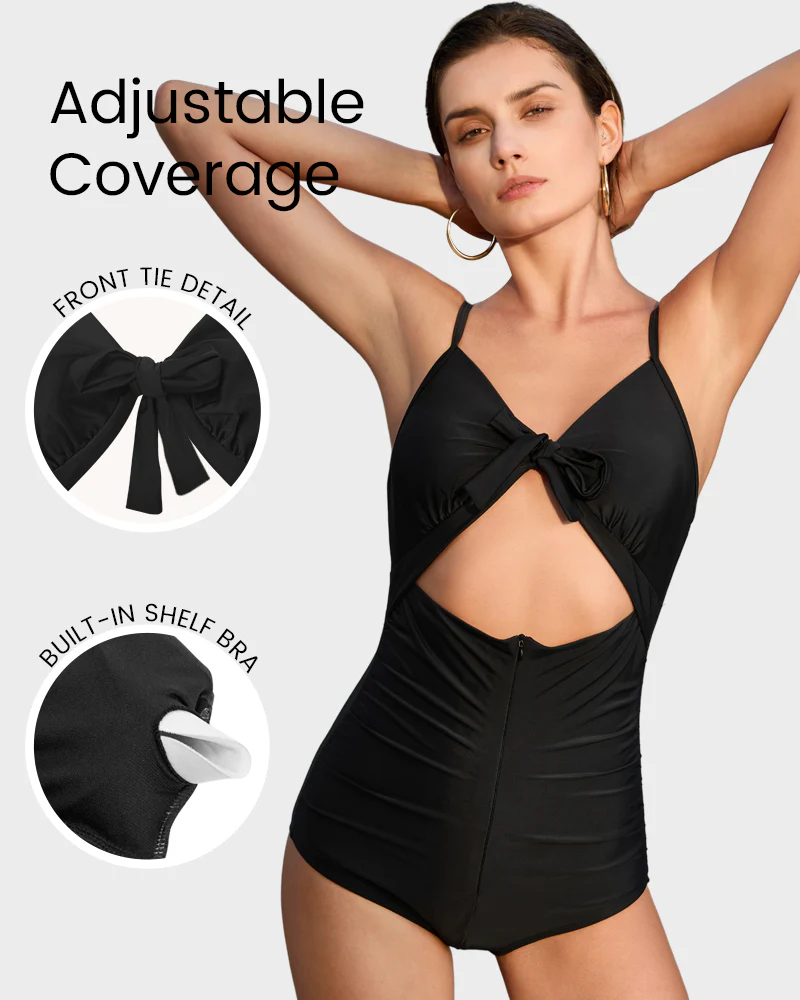 Front Tie Built-In Shapewear Sculpting Swimsuit - Image 10