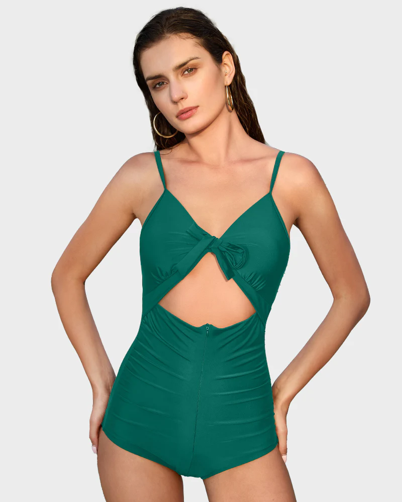 Front Tie Built-In Shapewear Sculpting Swimsuit - Image 5