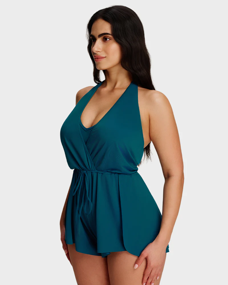 SculptSkin™ AirLift Halter V-Neck Swim Romper - Image 6