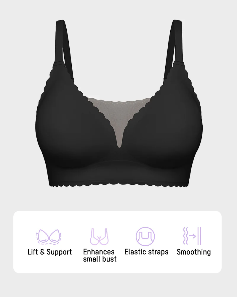 Lace Scalloped Wireless Seamless Push-Up Bra - Image 6