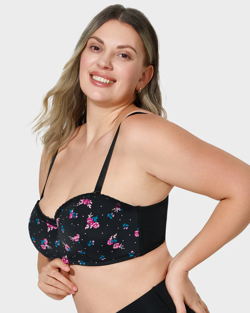 Lace Trim Molded Cup Underwire Bra with Removable Straps - Image 9
