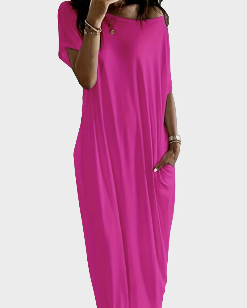Off-Shoulder Batwing Sleeve Maxi Lounge Dress - Image 9