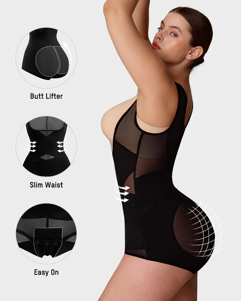 Open Bust Cross Compression Body Shaper - Image 11