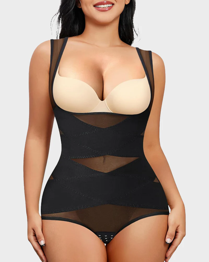 Open Bust Cross Compression Body Shaper - Image 17