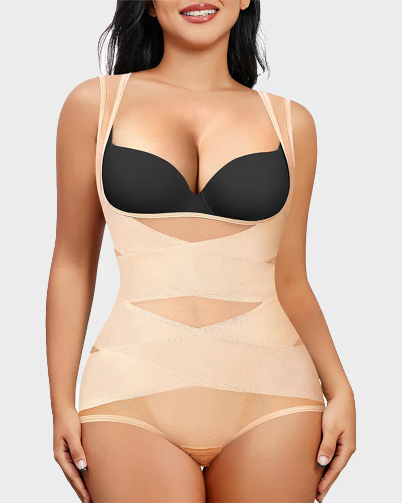 Open Bust Cross Compression Body Shaper - Image 18