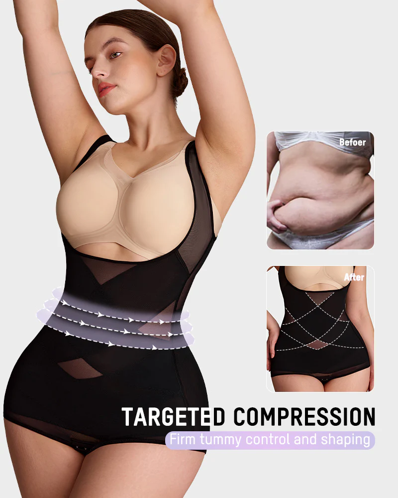 Open Bust Cross Compression Body Shaper - Image 9