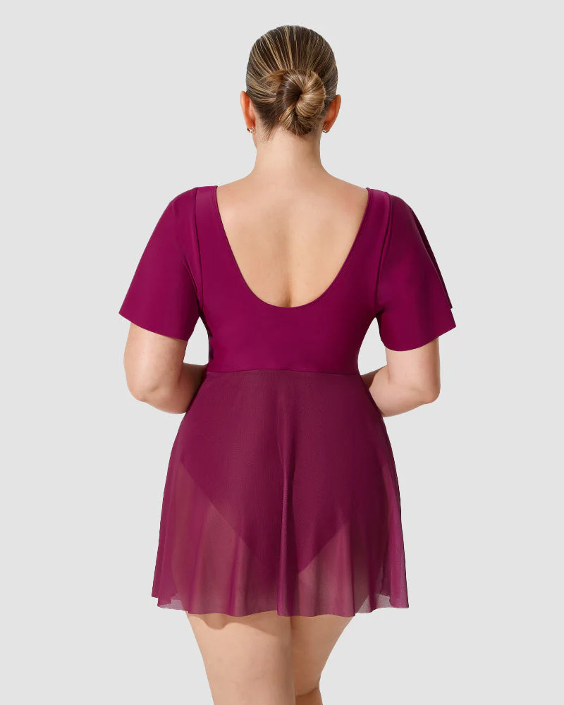 Plus Size Full Coverage Ruffle Swimdress - Image 9