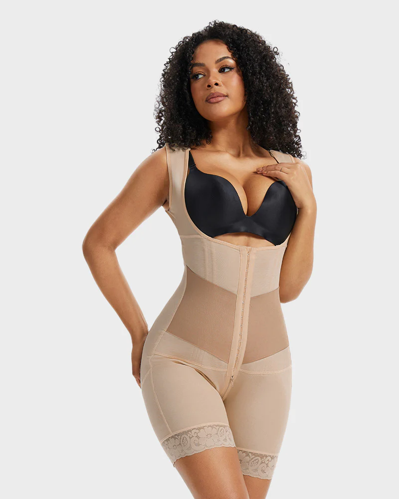 PowerMesh Double-Layer Open Bust Full Body Shaper - Image 4