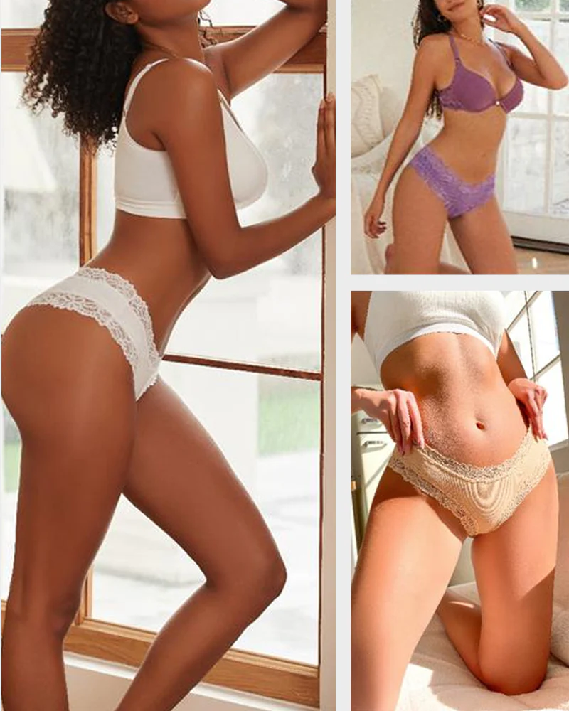 Ribbed Cotton Lace Mid-Rise Panty (9 pack） - Image 18
