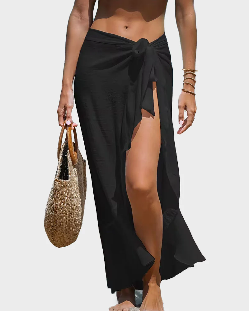 Ruffle Sarong Cover Up Self Tie Wrap Skirt - Image 5