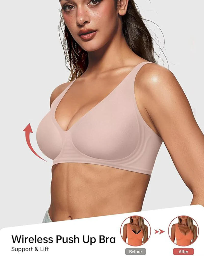 Seamless Deep V Push-Up Wireless Bra - Image 5