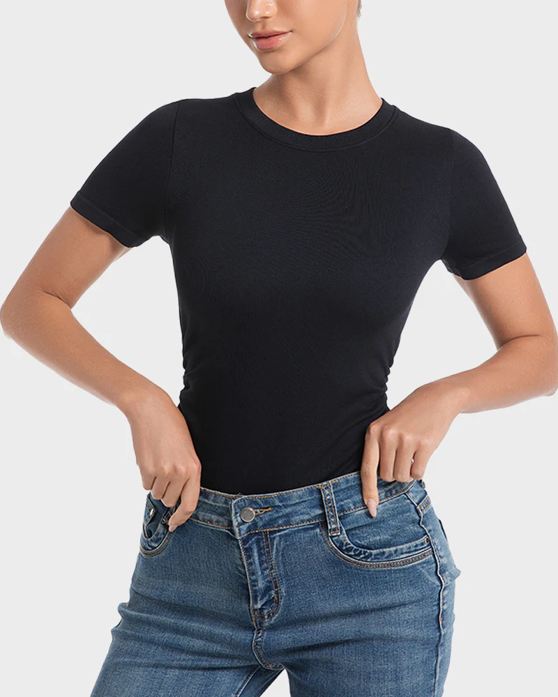 Seamless Round Neck Short Sleeve Bodysuit - Image 4