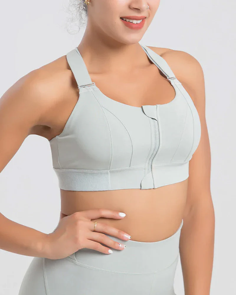 Plus Size Shock Absober Zip-Front High Impact Sports Bra - Image 2