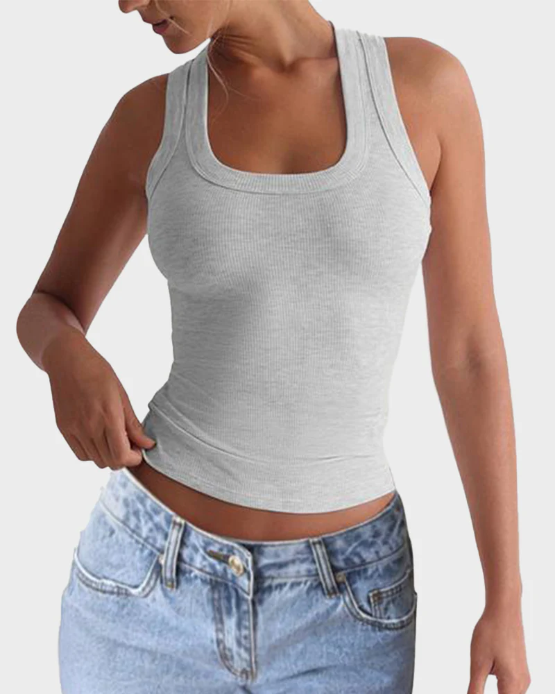 Slim-Fit Ribbed Crop Tank Top - Image 7
