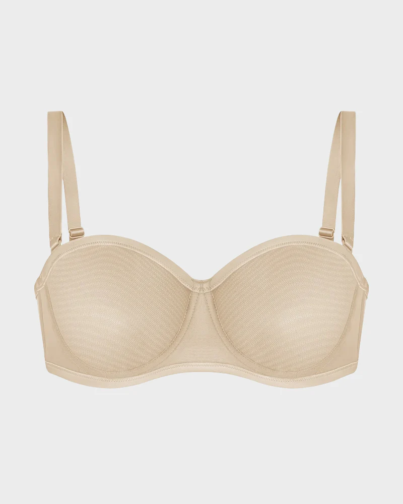 Strapless Mesh Underwire Balconette Bra - Image 10
