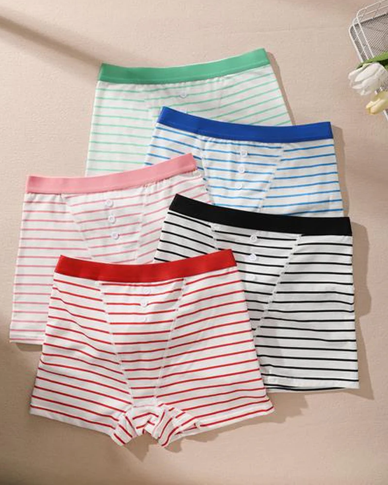 Striped Soft Breathable Boyshort Panties (5 Pack) - Image 3