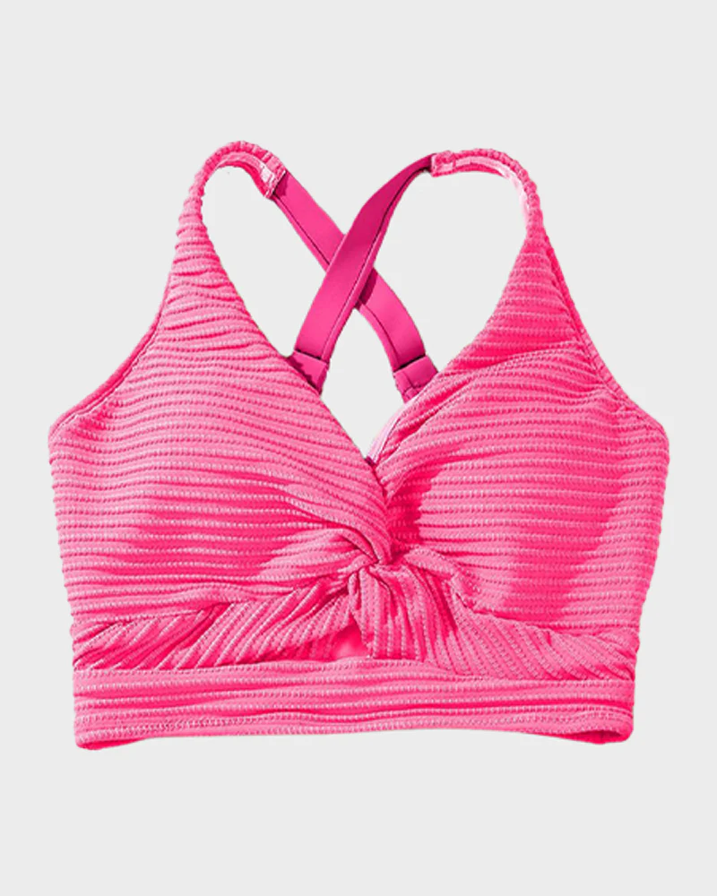 Textured Knot-Front High-Waisted Bikini Set - Image 35