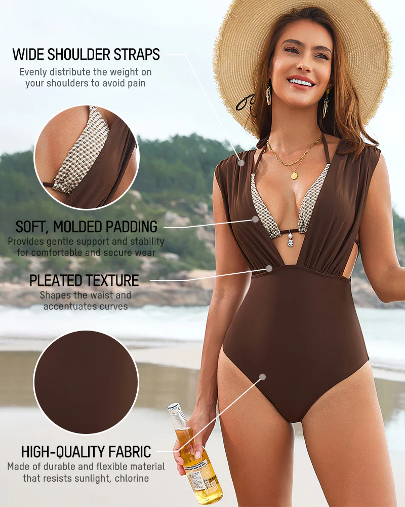 Two-in-One Draped Halter Bikini Swimsuit - Image 6