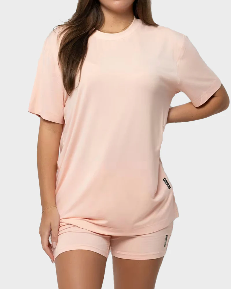 Ultra-Soft Oversized Lounge Tee & Shorts Set with Pockets - Image 3