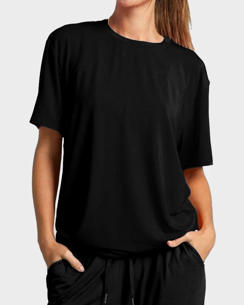 Ultra-Soft Oversized Lounge Tee & Shorts Set with Pockets - Image 7