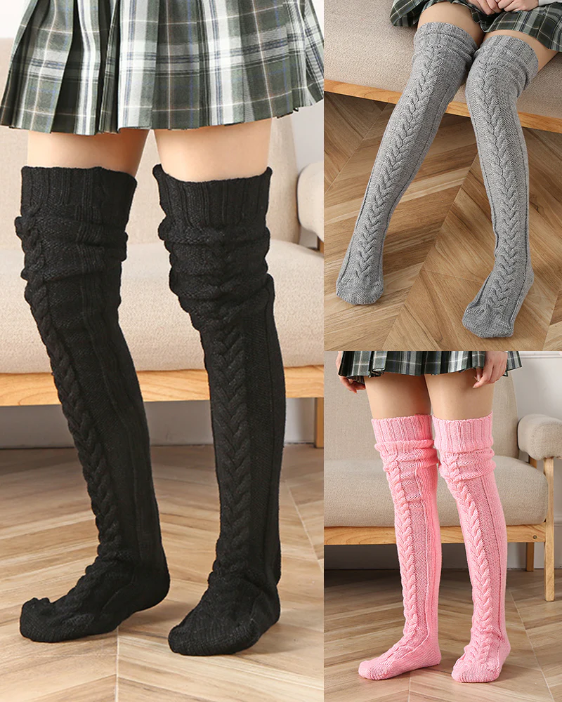Warm Cable Knit Over-Knee Socks - Image 14