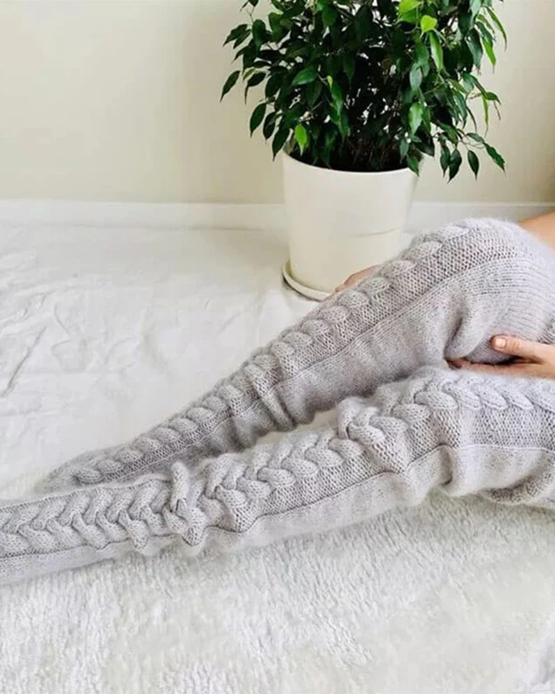 Warm Cable Knit Over-Knee Socks - Image 3