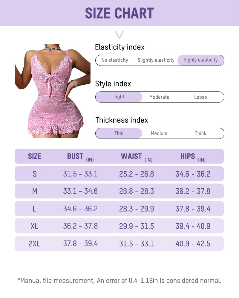 Women Lingerie Lace Chemise Sexy Nightgown Ruffle Hem Sleep Dress with Thong - Image 9