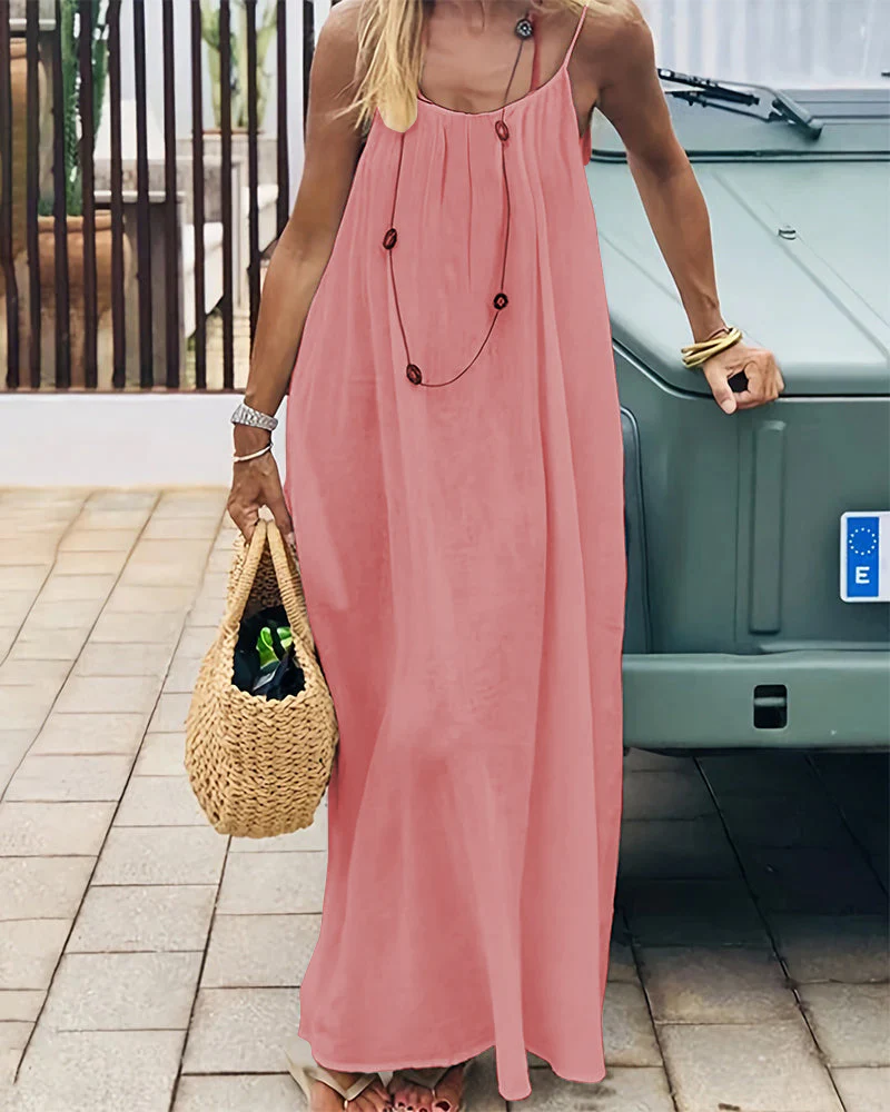 Women's Solid Color Backless Cami Dress - Image 25